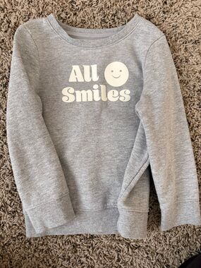 Cat & Jack Gray Sweatshirt with White 'All Smiles' Graphic